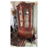 FRENCH BOMBAY INLAID CABINET W/ QUILTED INTERIOR
