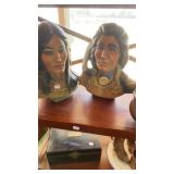 NATIVE AMERICAN MAN & NATIVE AMERICAN WOMAN BUSTS