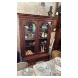 VICTORIAN DOUBLE DOOR BOOKCASE W/ BURL WALNUT