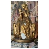 MOTHER & CHILD GOLD COLORED STATUE