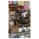 4PC SILVER CUP & SAUCER SET & VINTAGE TELEPHONE