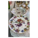 HAND PAINTED CAKE PLATE & BOWL