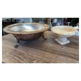 MARBLE BIRD BATH & FOOTED BROOKS SILVER PLATE