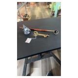BRASS & COPPER WICK CUTTER & 3 CANDLE SNUFFERS