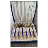 STERLING DENMARK ENAMEL SPOON SET