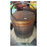 WOODEN SEWING BASKET W/ LID