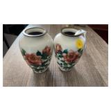 PAIR OF JAPANESE CLOISONNE HAND PAINTED VASES