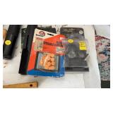 GROUP W/ SCOPE RINGS, EAR PLUGS, HOGE PISTOL GRIPS