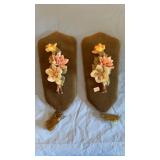 2 VINTAGE CAPODIMONTE FLORAL WALL PLAQUES