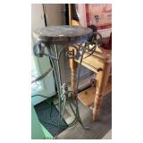 MARBLE TOP STAND W/ IRON BASE