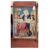 ANTIQUE 1900'S NEEDLEPOINT PICTURE