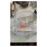 2 FROSTED GLASS DISHES & PLATTER