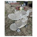 WHITE IRON GARDEN CART