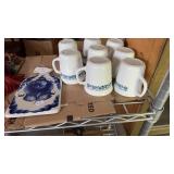 BLUE & WHITE TRIVIT & GROUP OF CORNING WARE CUPS