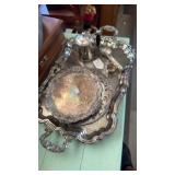 SILVER PLATE TRAY & OTHER SILVER PLATE ITEMS