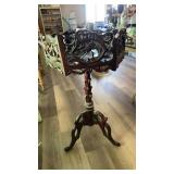 VERY NICE UNIQUE PEDESTAL STAND W/ CARVED DEER