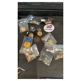 BAG OF MILITARY PINS & BUTTONS