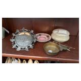 GROUP W/ LIMOGE COVERED DISH, CLOISONNE PEN, BRASS