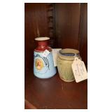 BLUE 5' VASE W/ PORTAIT OF A MAN & CHINESE 3'