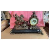 FRENCH MARBLE BASED HUNTER THEMED CLOCK