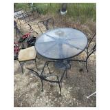 GLASS TOP TABLE AND 3 CHAIRS, NO CUSHIONS