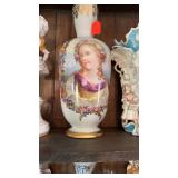 BEAUTIFUL HAND PAINTED VASE W/ GIRL SCENE,16.5'