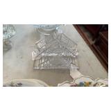 2 CRYSTAL NAPKIN HOLDERS & ETCHED BOWL