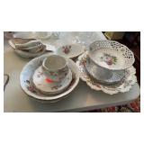 GROUP OF HAND PAINTED CUT GERMAN PEDESTAL PLATE,