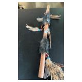 NATIVE AMERICAN BEADED FEATHER STICK