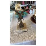 VINTAGE EAGLE CLUTCHING A SWORD ON MARBLE BASE