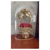 VICTORIAN EMBELISHED BIRDS & VINE VELVET CHAIR W/