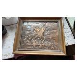 COPPER ENGRAVED INDIAN & HIS HORSE