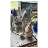 VINTAGE CHRISTMAS HOUSE & SNOWMAN