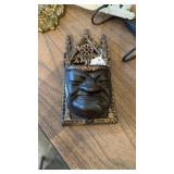 RARE CAST IRON FACE WALL POCKET