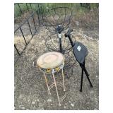FOLDING STOOL AND 2 METAL STANDS