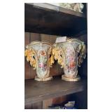 PR OF HAND PAINTED OLD PARIS VASES