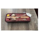 MENAGERE 3PC SILVER SET W/ IVORY HANDLE & CASE