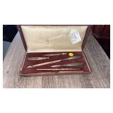5PC SILVER PLATE DESK SET W/ CASE