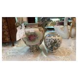 NIPPON HAND PAINTED URN & ASIAN VASE