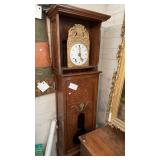 FRENCH GRAND FATHER CLOCK, TIGER OAK CASE &