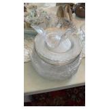 CLEAR GLASS PLATE, ETCHED PLATES, CANDY DISH