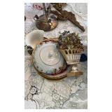 SMALL PITCHER, A HALF CUP, GROUP OF MISC DISHES