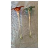 PR OF BLOWN GLASS TUILP VASES