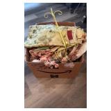 BOX W/ YLW TREE MUG, CURTAINS & MISC