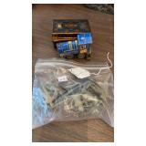 SMALL METAL BOX & WIND UP TRAIN, ARMY MEN