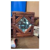 VICTORIAN TRAMP ART BEVELED MIRROR