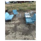 BLUE WROUGHT IRON PATIO SET