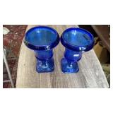 2 KOBLAT BLUE GLASS VASES