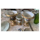 3 HAND PAINTED FRENCH VASES