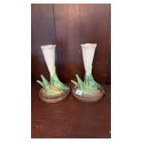 2 VINTAGE ROSEVILLE BUD VASES